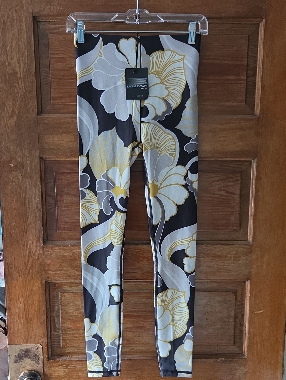 Savage X Fenty Black, Yellow and Gray Floral Leggings